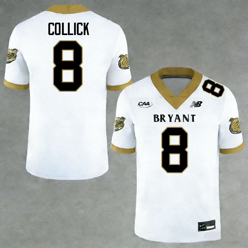 Bryant Bulldogs #8 Zyheem Collick College Football Jerseys,Uniforms-White